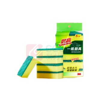 3M 思高海绵百洁布 G6215 9.6cm*6.5cm*3cm (绿色+黄色) 5片/包 48包/箱 一般厨具家之常备经典款 去油污