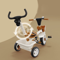 Babyjoey 儿童三轮车 TT102 复古咖 人力 750×500×600 750×500×1070 可手推 有储物篮 无护栏 碳钢 钛空轮 1个/辆 辆