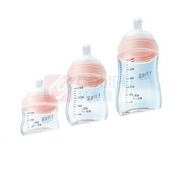 十月结晶 婴儿玻璃奶瓶 SH2372 240ml (粉色/白色) M奶嘴 颜色随机
