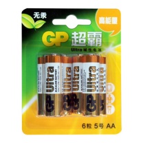 超霸 GP 5号碱性电池 LR6 1.5V 6节/卡 12卡/盒 8盒/箱 新老包装随机发货