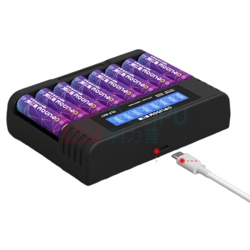 德力普 Delipow 5号7号锂电池充电器 1.5v 8槽液晶显示屏 Type-C快充