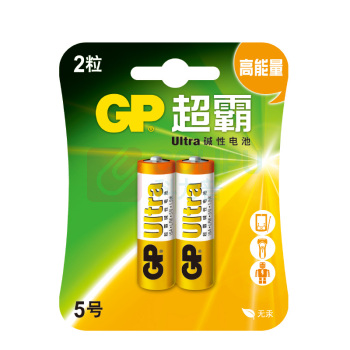 超霸 GP 5号碱性电池 LR6 1.5V 2节/卡 12卡/盒 24盒/箱 新老包装随机发货