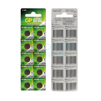 超霸 GP 纽扣电池 LR54 1.5V 10粒/卡 25卡/盒 8盒/箱