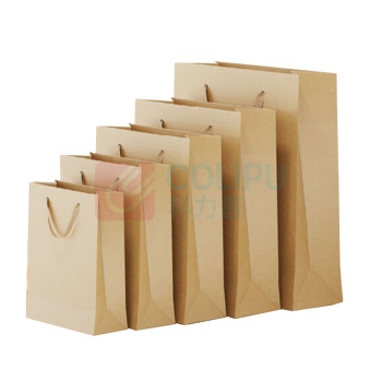 登比 牛皮纸礼品包装袋 大号 25*32*13cm 手提包装纸袋 生日礼物 婚礼咖啡袋 10只/组