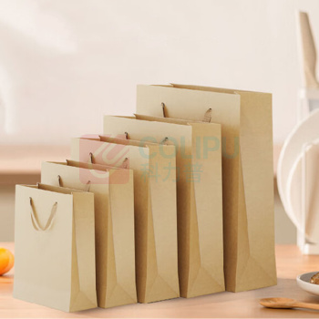登比 牛皮纸礼品包装袋 大号 25*32*13cm 手提包装纸袋 生日礼物 婚礼咖啡袋 10只/组