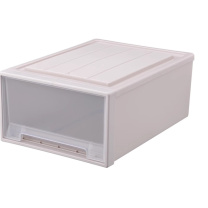 匠昂 收纳盒 31*25*14 10L深31宽25高14衣服储物箱塑料收纳箱抽屉式透明 (米灰色)