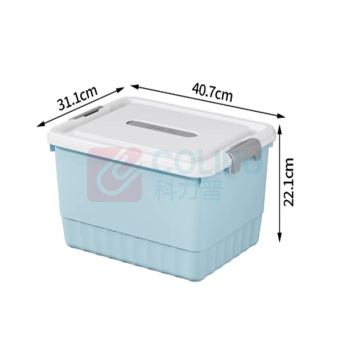 名创优品 MINISO 竖纹收纳箱 40.7*31.1*22.1cm 特大号 (北欧蓝)