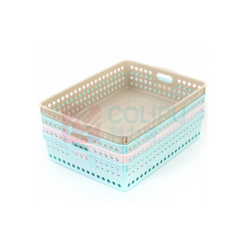 茶花 CHAHUA 圆点收纳筐 2895 7L 长35.5cm宽26cm高8cm (颜色随机) 40个/盒