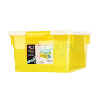 茶花 CHAHUA 精致透明收纳箱 2892 15.5L 41.2*30*19cm (蓝绿,黄色) 8个/箱 (无轮)