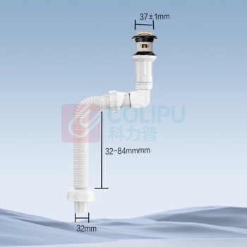 恒洁 洗手盆下水器 HMX250-WS 32*(32-84)*37±1mm (白色) 弹跳式带溢水口