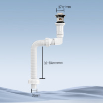恒洁 洗手盆下水器 HMX250-WS 32*(32-84)*37±1mm (白色) 弹跳式带溢水口