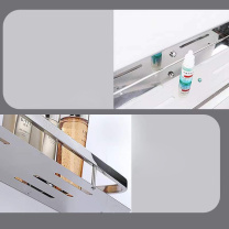 米笑 厨房浴室置物架 不锈钢壁挂架【特厚带毛巾杆】 25*12.5*5cm