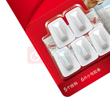3M 高曼无痕月历挂钩 承重225g (白色) 5个/包 36包/箱