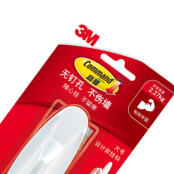 3M 无痕挂钩 大号 承重2.27kg (白色) 1个/卡 36卡/箱