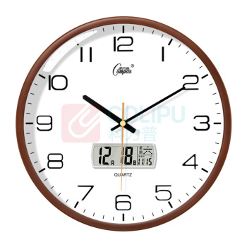 康巴丝 COMPAS 挂钟客厅钟表石英钟 7008-1 (咖色)