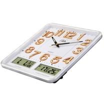 康巴丝 COMPAS 万年历温湿度石英挂钟 C2983Y 16英寸 (夜光闪银) 10个/箱