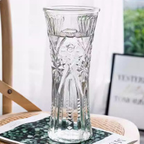 极度空间 太阳花玻璃花瓶 圆口小蛮腰 29.5*12.5cm (透明色)