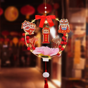 新新精艺 灯笼新年装饰儿童中式2024新款龙年手提灯笼手工diy材料包红色 DZI-23042