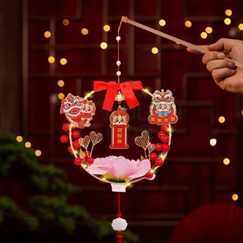 新新精艺 灯笼新年装饰儿童中式2024新款龙年手提灯笼手工diy材料包红色 DZI-23042