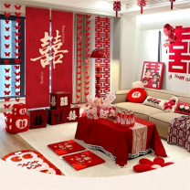 青苇 结婚装饰卧室 条幅挂件