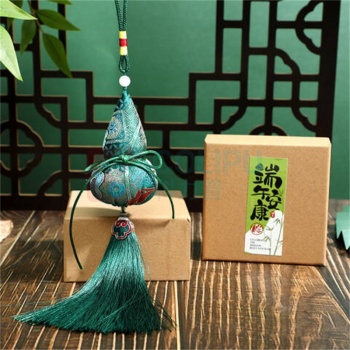 新新精艺 端午节香包香囊 葫芦型 主体4x8cm/整长38cm (绿色)