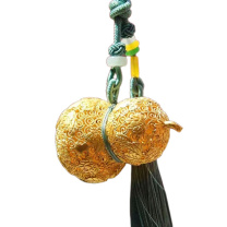 朱炳仁 福禄欢喜铜挂件车挂 32*50mm 约0.02kg,绳长约260mm 花丝工艺小葫芦办公室 装饰品摆件。材质:黄铜
