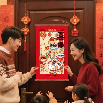 欧妮姿 元旦装饰教室新年装饰大挂布 喜乐