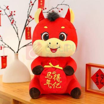 欧妮姿 新年装饰公仔玩偶吉祥物 马年得亿20cm