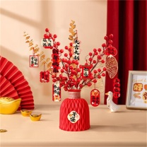 欧妮姿 新年装饰福桶摆件2026马年家用春节氛围装饰 新年福桶-菠萝桶(加密红果)