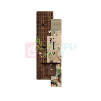 雨林军 中式古风墙面装饰 静心仿真绿植33*100cm 遥控开关暖光