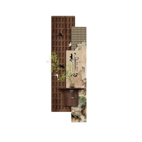 雨林军 中式古风墙面装饰 静心仿真绿植33*100cm 遥控开关暖光