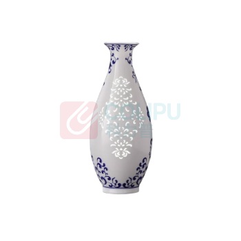 景德镇陶瓷 青花缠枝莲玲珑瓶 口径6cm 高26cm 肚径12.5cm