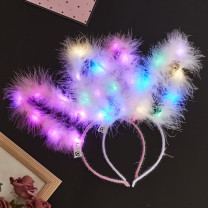 壹居长宁 装扮道具发光羽毛兔耳朵发箍道具饰品 2个装(1白1粉) 