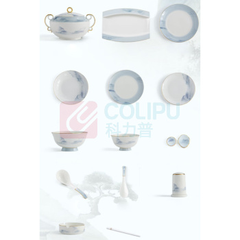 洛威 12人套餐具 CP900 127件套 骨瓷 千里江山