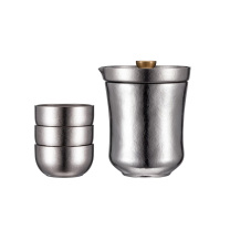 德世朗 DESLON 纯钛旅行套装茶韵 DCY-TZ013A 快客杯:240mL 小杯:50mL*3 (纯钛色)