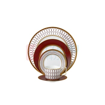 WEDGWOOD 金粉年华鎏金红3盘一杯一碟餐具5件套 1058940