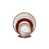 WEDGWOOD 金粉年华鎏金红3盘一杯一碟餐具5件套 1058940