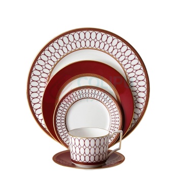 WEDGWOOD 金粉年华鎏金红3盘一杯一碟餐具5件套 1058940