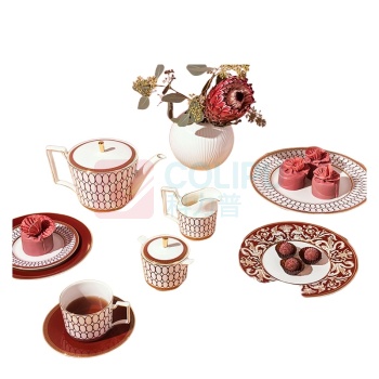 WEDGWOOD 金粉年华鎏金红3盘一杯一碟餐具5件套 1058940