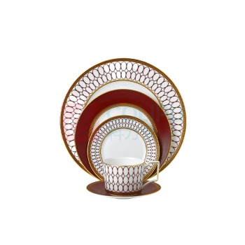 WEDGWOOD 金粉年华鎏金红3盘一杯一碟餐具5件套 1058940