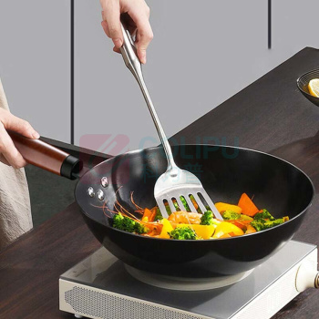龙的 longde 无涂层精铁炒锅 LD-CM502 口径:30cm (黑色)