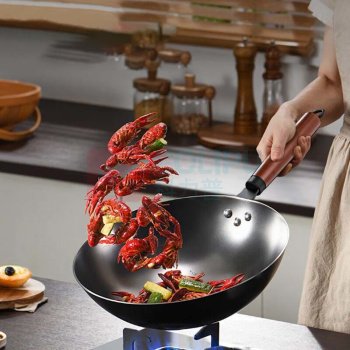 龙的 longde 无涂层精铁炒锅 LD-CM502 口径:30cm (黑色)