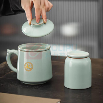 嘉禾 汝窑陶瓷茶杯礼盒 360ml 高档办公杯 伴手礼可定制杯体礼盒内容