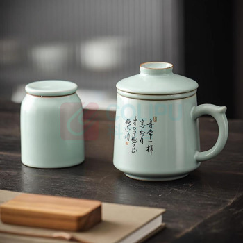 嘉禾 汝窑陶瓷茶杯礼盒 360ml 高档办公杯 伴手礼可定制杯体礼盒内容