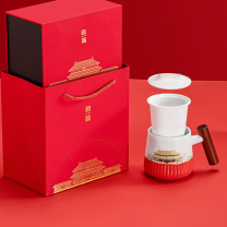 南山先生 宫禧泡茶杯_渐变款(中国红) 380ml 泡茶杯:长度15.4cm 高度11.7cm 容量