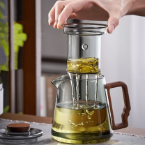 天喜 TIANXI 玻璃茶具套装轻奢高档颜值茶盘台客厅喝茶小茶杯功夫煮泡茶壶 GIANXI-TBL346-400-TZ 7件套 (青灰) 茶壶*1 茶杯*6