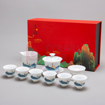 古时候 茶具套装 一路相随 六杯 (白色)
