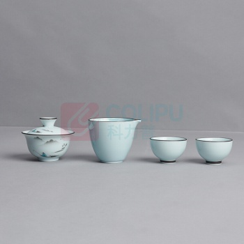 古时候 自在(小)杯套装 G05 15*11*11cm 1盖碗+2杯+1公道杯+1茶巾 (不含厦门市)