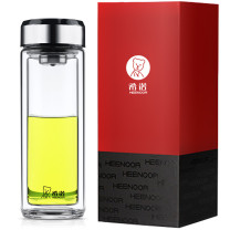 希诺 HEENOOR 双层隔热带滤网玻璃杯 XN-6737 315ml (本色) 24个/箱