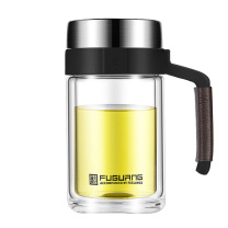 富光 FUGUANG 悠咖商务玻璃杯 带手柄办公杯 G1811-SH-500 500ml (黑色)